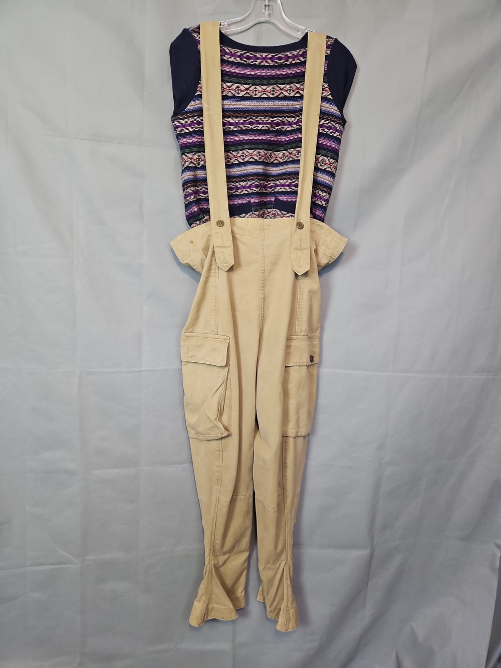 Vintage Women's Jodphurs In Beige Cotton With Adjutabe Straps 
